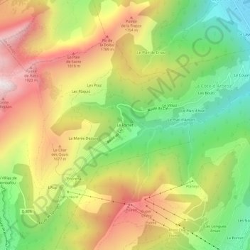 Carte topographique Le Fornet, altitude, relief