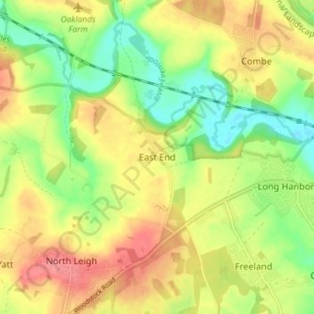 Carte topographique East End, altitude, relief