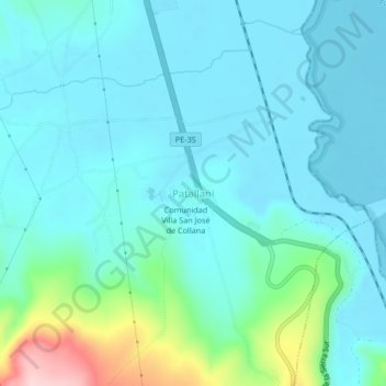 Carte topographique Patallani, altitude, relief