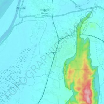 Carte topographique Jamalpur, altitude, relief