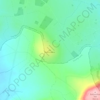 Carte topographique Knockadea, altitude, relief