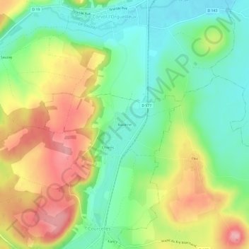 Carte topographique Bazarne, altitude, relief