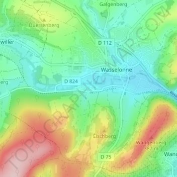 Carte topographique Brechlingen, altitude, relief