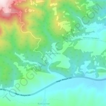 Carte topographique Aşağı Armutlu, altitude, relief