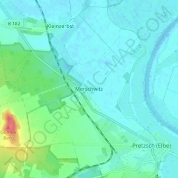 Carte topographique Merschwitz, altitude, relief