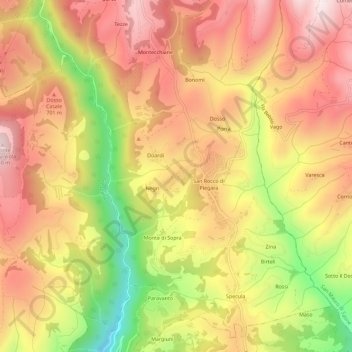 Carte topographique Ca' del Vento, altitude, relief