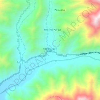 Carte topographique Hacienda San Juan, altitude, relief