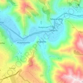 Carte topographique Urquillos, altitude, relief