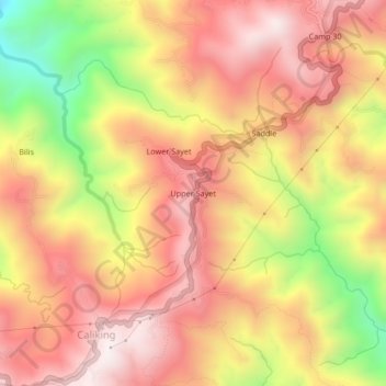 Carte topographique Upper Sayet, altitude, relief
