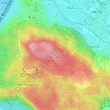 Carte topographique Eschenberg, altitude, relief