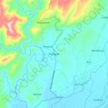 Carte topographique Danglas, altitude, relief