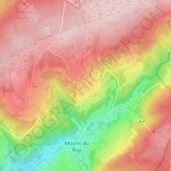 Carte topographique Andrimont, altitude, relief