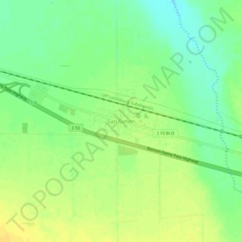 Carte topographique San Simon, altitude, relief