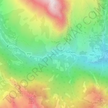 Carte topographique Olagniers, altitude, relief
