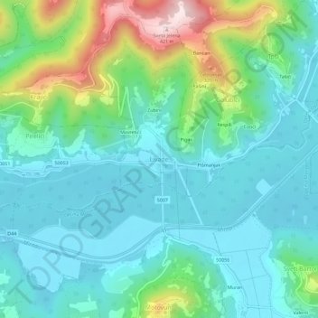 Carte topographique Livade, altitude, relief