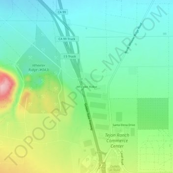Carte topographique Wheeler Ridge, altitude, relief