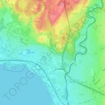 Carte topographique Rickenbach, altitude, relief