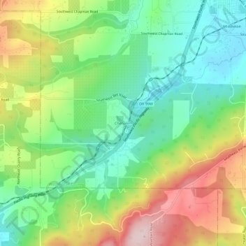 Carte topographique Chehalem, altitude, relief