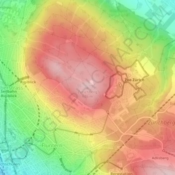 Carte topographique Zürichberg, altitude, relief