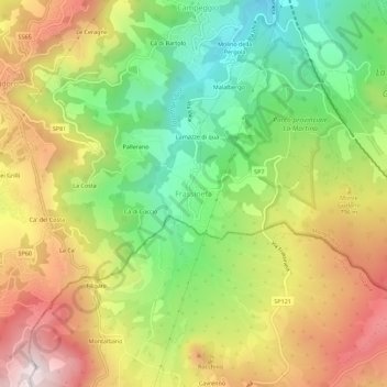 Carte topographique Frassineta, altitude, relief