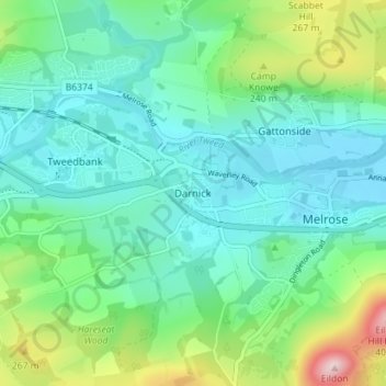 Carte topographique Darnick, altitude, relief