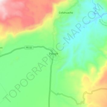 Carte topographique Incuyo, altitude, relief