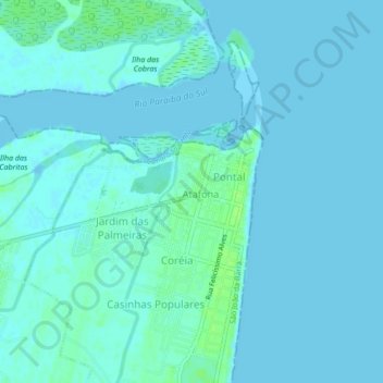 Carte topographique Atafona, altitude, relief