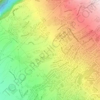 Carte topographique Trois Mares, altitude, relief