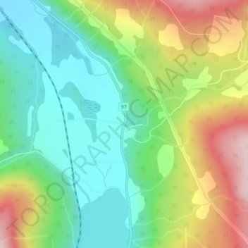 Carte topographique Monte Lake, altitude, relief