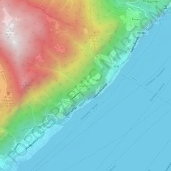 Carte topographique Muslone, altitude, relief