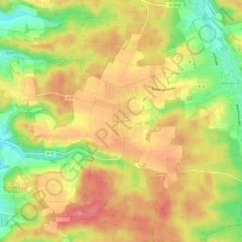 Carte topographique Reutern, altitude, relief