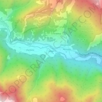 Carte topographique Grange, altitude, relief