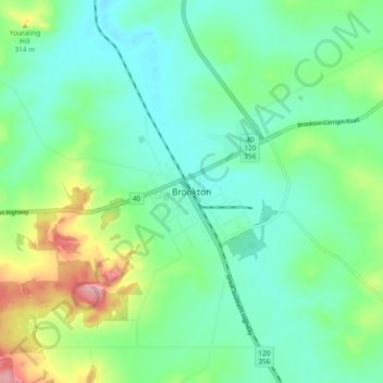 Carte topographique Brookton, altitude, relief