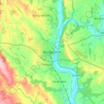Carte topographique Bridgnorth, altitude, relief