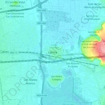 Carte topographique Lerma de Villada, altitude, relief