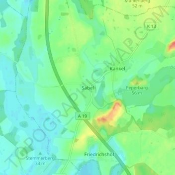 Carte topographique Sabel, altitude, relief