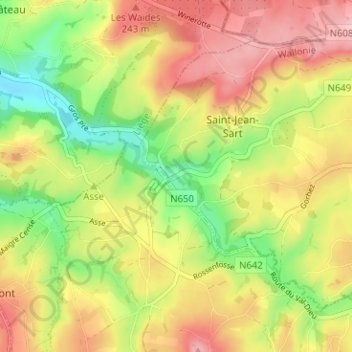Carte topographique Val-Dieu, altitude, relief