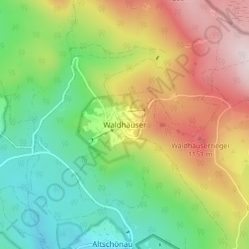 Carte topographique Waldhäuser, altitude, relief