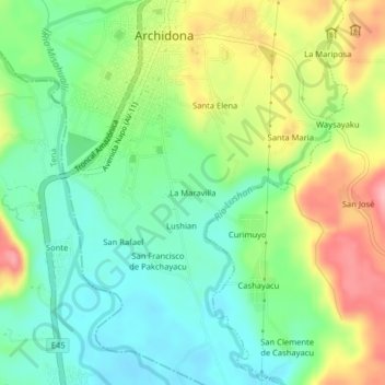 Carte topographique La Maravilla, altitude, relief