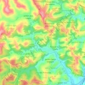 Carte topographique Sitio Borda da Mata, altitude, relief