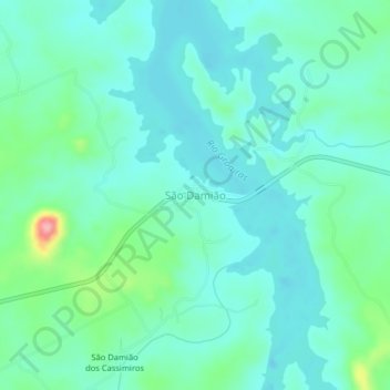 Carte topographique São Damião, altitude, relief