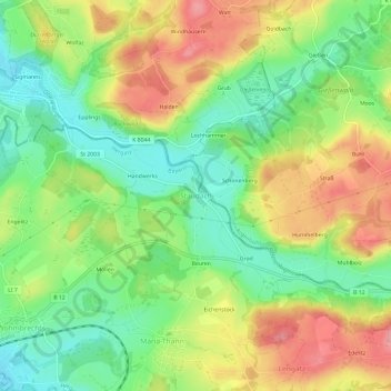 Carte topographique Staudach, altitude, relief