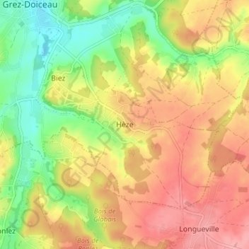 Carte topographique Hèze, altitude, relief