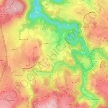 Carte topographique La Rive, altitude, relief