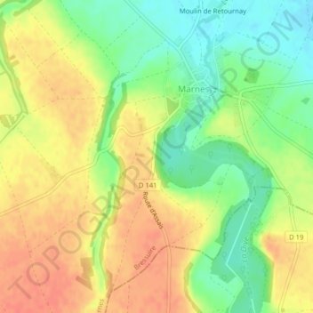 Carte topographique Les Roches, altitude, relief