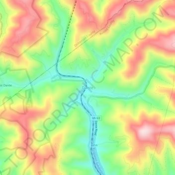 Carte topographique Dante, altitude, relief