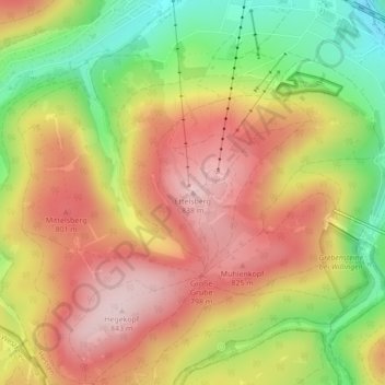 Carte topographique Ettelsberg, altitude, relief