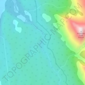 Carte topographique Siffleur Falls, altitude, relief