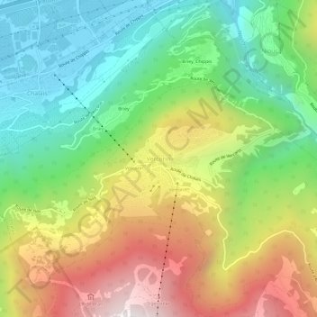 Carte topographique Vercorin, altitude, relief