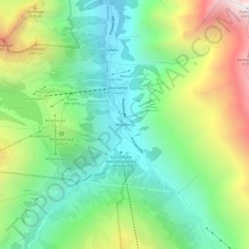 Carte topographique Mittelberg, altitude, relief